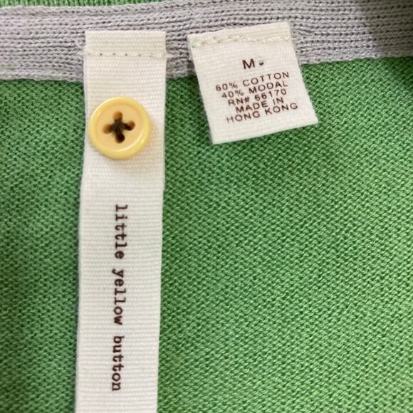 Anthropologie green button up cardigan ladies medium cotton Modal V-neck sweater - Picture 6 of 8